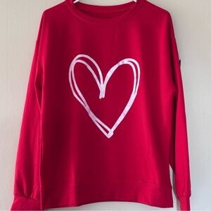 Red Sweatshirt with Heart Design size Medium.